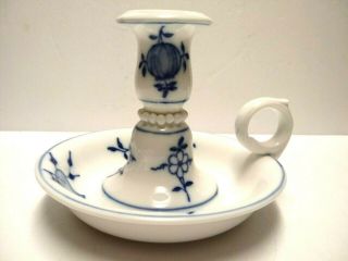 Vintage Blue Onion White Porcelain Chamber Candle Holder 4 " X 6 " Flow Blue