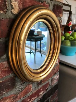 12.  5 " Vintage Thick Wood Gold Gilt Frame Oval Wall Mirror
