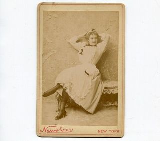 1880s Newsboy Cabinet Card Of Nina Farrington,  Stage Actress