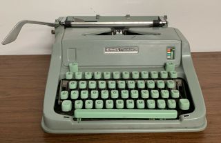 Vintage Hermes Media 3 Typewriter Sea Foam Green Hard Shell Travel Case Retro