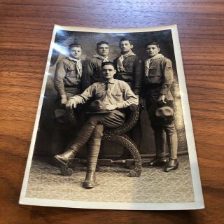 RARE - 1920s - BSA - BOY SCOUTS - PHOTO - SCOUTMASTER W/ SCOUTS - VINTAGE 2
