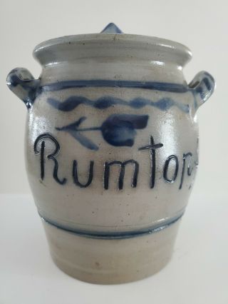 Vintage Rumtopf Crock/jar W/ Lid - Salt Glaze - Blue