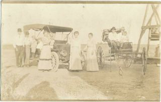 Hampton,  Ne Nebraska 1911 Rppc Postcard,  Old Automobile,  Farming,  Wagon
