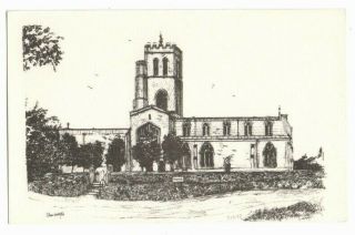 Thame Church Nr.  Oxford Aylesbury Old John Worsfold ? Artist Art Postcard