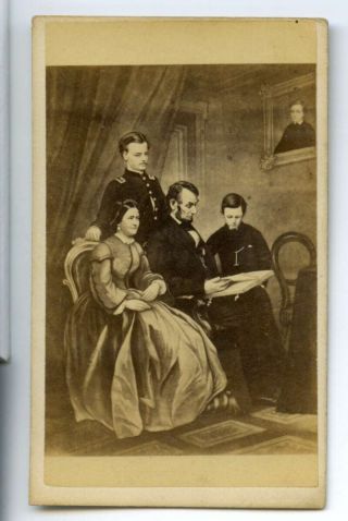 Rare Lincoln & Family Civil War Era Vintage Cdv Photo Stamped C A Larry Del