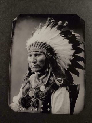 Sixth - Plate Native American Sitting Bull Son Indian Tintype C2437rp