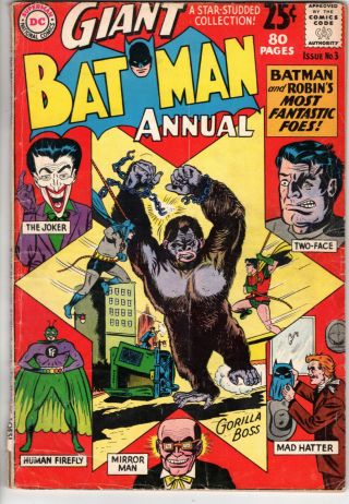 Giant Batman Annual 3 (1940) - Grade 4.  0 - Sheldon Moldoff Bill Finger
