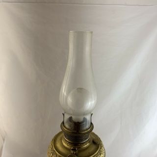 Vintage Signed Bradley & Hubbard B&H Brass Oil Parlour Banquet Lamp Electrified 2