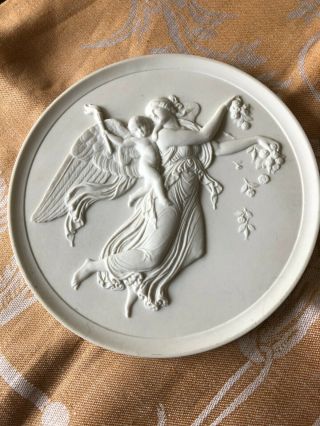 Vintage Antique Early Royal Copenhagen Denmark Bisque Porcelain Plaque Angel