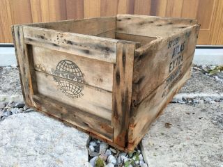 Vintage Wooden High Explosives Crate Atlas Powder Delaware Wood Dynamite Box
