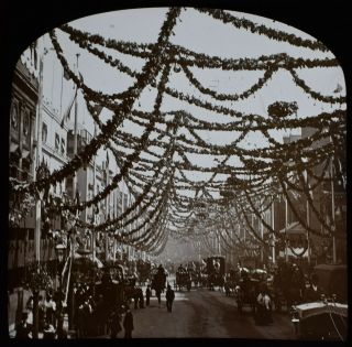 Magic Lantern Slide St James Street London 1897 Photo Queen Victorias Jubilee