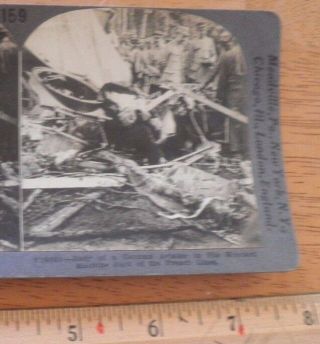 Worl War I German Pilot Body Haning Out Of Plane Crashed Keystone Stereo Card