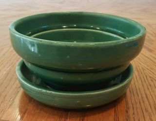 Vintage 1950’s Mccoy Pottery Planter With Attached Drain Tray 3 " Tall 5 " Wide