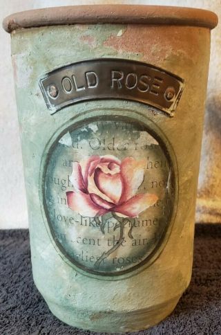 Antique Heavy Stoneware Art Pottery " Old Rose " Crock/planter Very Rare