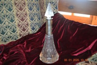 Antique Victorian Cut Crystal Glass Sterling Silver Top Perfume Bottle Gorgeous