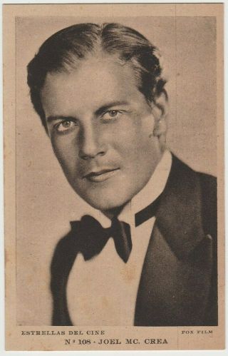 Joel Mccrea Vintage 1930s Estrellas Del Cine Postcard From Spain 108 E5