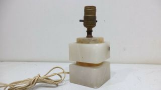 Vintage French Italian White Alabaster Marble Table Lamp Mid Century