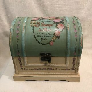 Vintage French Country Style Domed Wooden Jewelry Box,  La Boutique De Fleurs