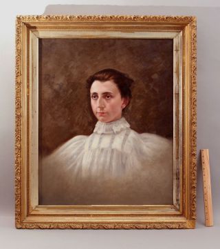 Antique 19thc Victorian O/c Portrait Oil Paint & Gold Gilt Frame,  Nr