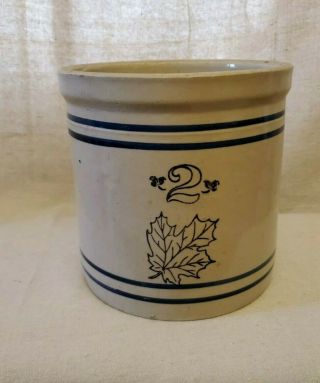 Vintage 2 Gallon Western Stoneware Co Blue Maple Leaf Stoneware Crock Jug