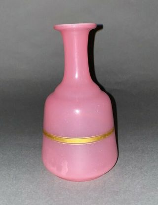 Antique French Pink Opaline Glass Perfume Bottle Decanter 7 - 1/2 " No Stopper