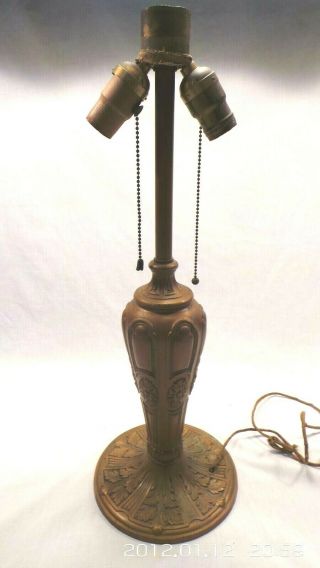 Vintage Antique Lamp Base 2 Socket Tiffany Handel Era Very Heavy 22 " Tall