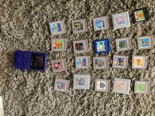 Vintage Purple Game Boy Color - Still With 20 Games Of Varying Values.