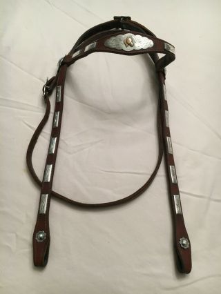 Vintage Western Horse Show Headstall With Sterling Silver Accents