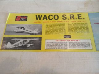 Vintage Sterling Kit Waco S.  R.  E.  Wingspan Of 56 ",  Length Of 45” R/c Or U/c Scale