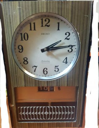 Vintage Seiko Sonola Transistor date wall clock - made in Japan 60 ' s - 70 ' s 3