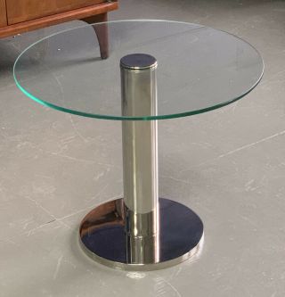 Vintage Chrome & Glass Side Table Pace Style