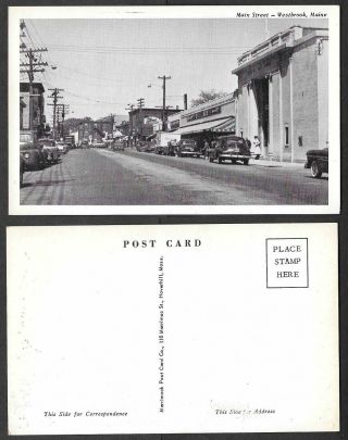 Old Maine Postcard - Westbrook - Maine Street Scene