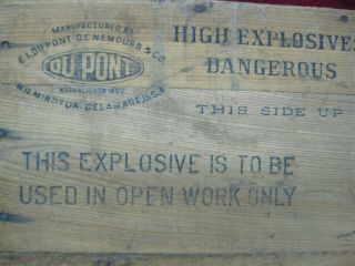 Vintage Wooden High Explosives Crate Dupont Explosives Wood Box