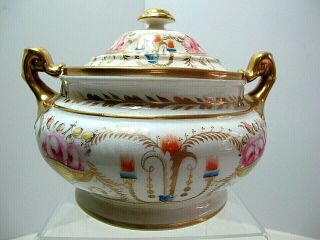 Antique 1820 Davenport Footed Sugar Bowl & Lid Gilt Pattern 662