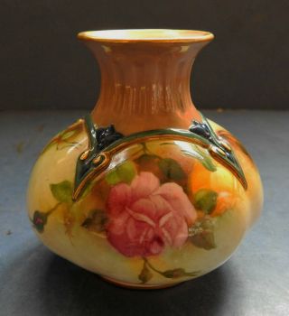 Royal Worcester Porcelain Vase With Roses - Dated 1908