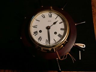 Vintage Schatz Brass Ships Wheel Clock