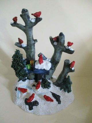 Christmas Village,  Tree Stumps & Mail Box With 11 Cardinals,  4 " H X 3.  5 " W X 3 " D