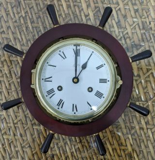 Schatz Royal Mariner Ships Clock Key Wind Germany Bell Chime Vintage Antique