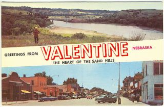 Valentine Ne Sand Hills & Street View Coca Cola Sign Old Cars Vintage Postcard