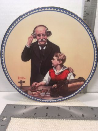 Norman Rockwell Collector China Plate The Radio Operator 1991 - 8.  5 " Euc