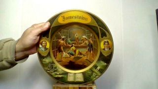 Antique 300th Anniversary Metal Litho Jamestown Vienna Art Plate 1905