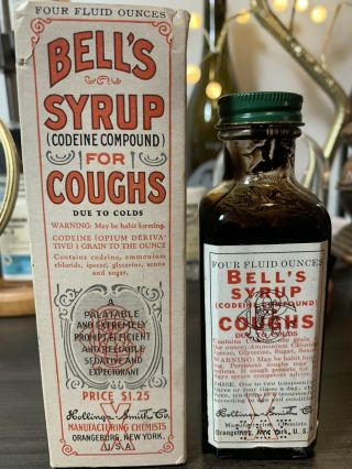 Vintage Bell’s Syrup Codeine Compound For Coughs Cealed