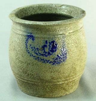 Antique Westerwald Salt - Glazed Blue & White Stoneware Barrel - Form Crock Pot