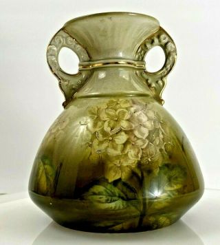 Antique Royal Bonn Germany Hand Painted W Gold Porcelain Floral Vase Late 1800s