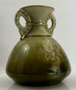 Antique Royal Bonn Germany Hand Painted w Gold Porcelain Floral Vase Late 1800s 3