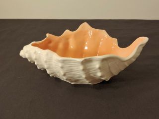 Vintage Fitz And Floyd Conch Shell Dish/bowl Pink & White Nautical 1976