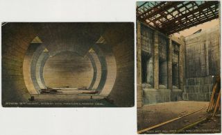 2 Old Interior Construction Postcards Of The Panama Canal
