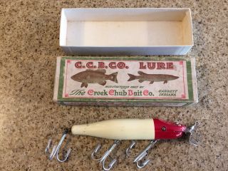 Rare Creek Chub Red And White Husky Minnow / Glass Eyes In Marked Box.