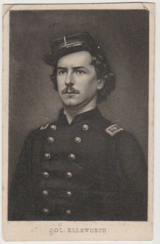 Civil War 1861 Cdv Portrait Col.  Elmer E.  Ellsworth - 1st Union Martyr Of War