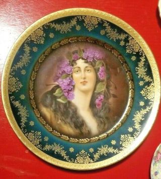 Antique Royal Vienna Beehive Lady Portrait Plate Charger